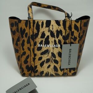 Balenciaga Calfskin XXS Everyday Tote , Leopard Print , handle and crossbody